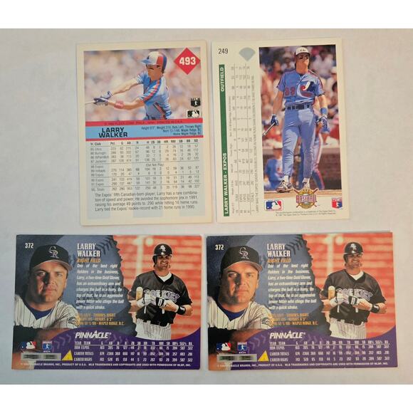 Lot of 4 Larry Walker MLB Baseball Cards Expos Rockies Outfielder - Picture 2 of 2